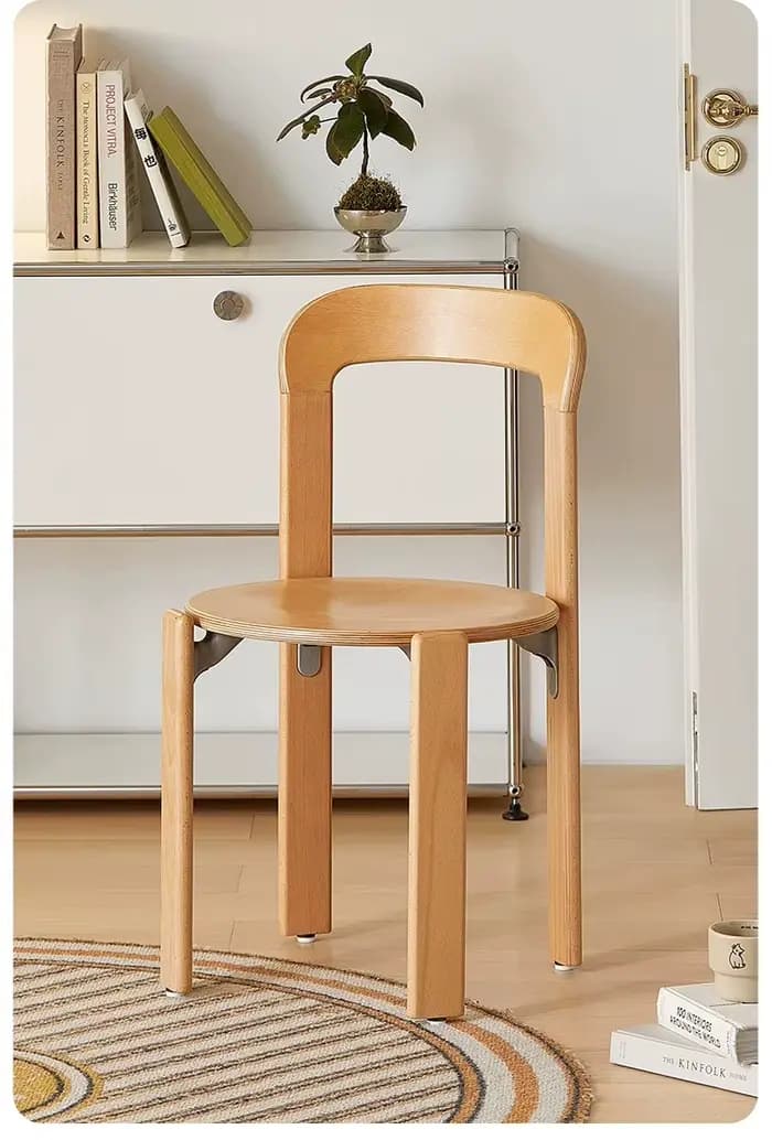 Chaise suisse empilable à dossier incurvé Vintage, comptoir en bois massif de hêtre nordique