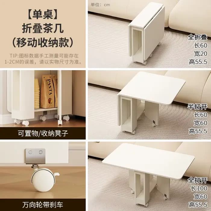 Table basse d'angle moderne pliable, petite table de bureau, gain de place, Stolik Kawowy Nowoczesny