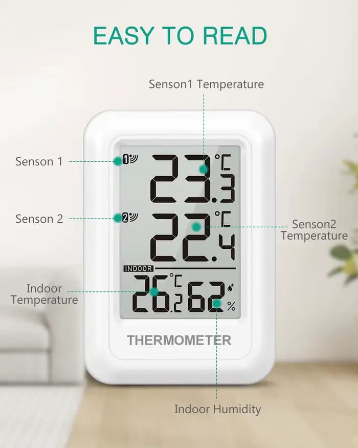 ORIA Thermomètre extérieur Hygromètre intérieur sans fil Thermomètre d'ambiance numérique avec 2 cap