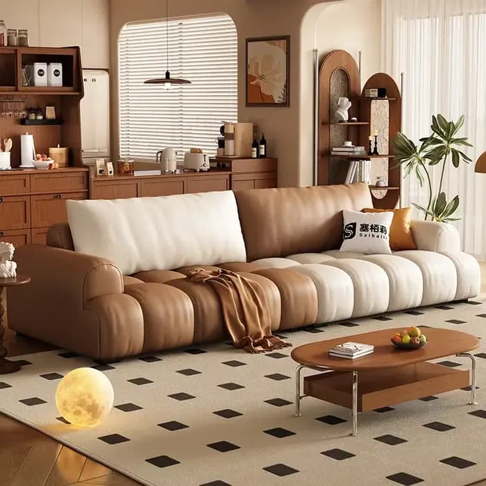 Beige européen salon canapés concepteur nordique moderne bouffées canapé salon pas cher concepteur D