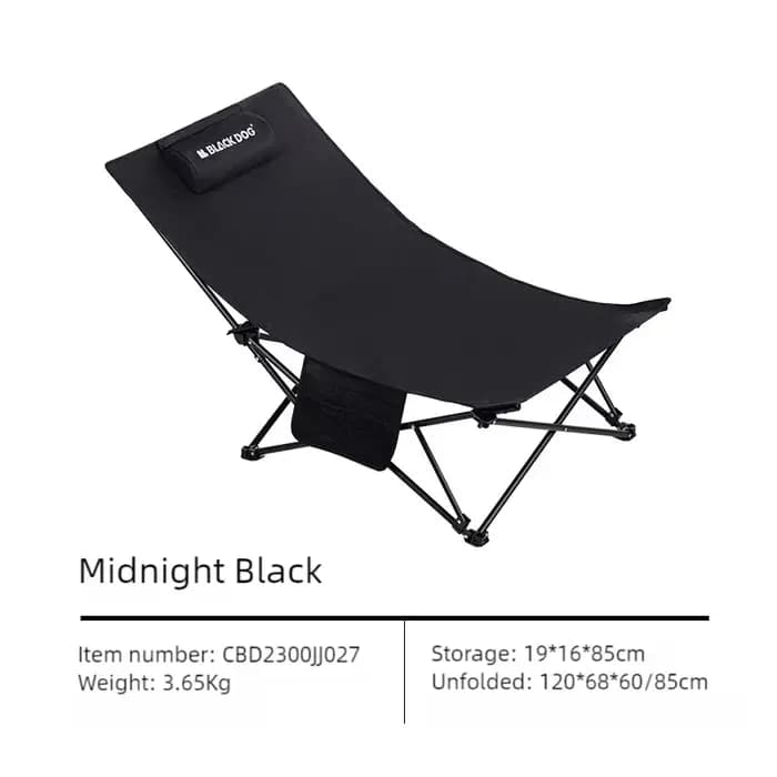 Chaise de camping Blackdog avec coussin, chaise inclinable de salon, pour la sieste au bureau, à la 