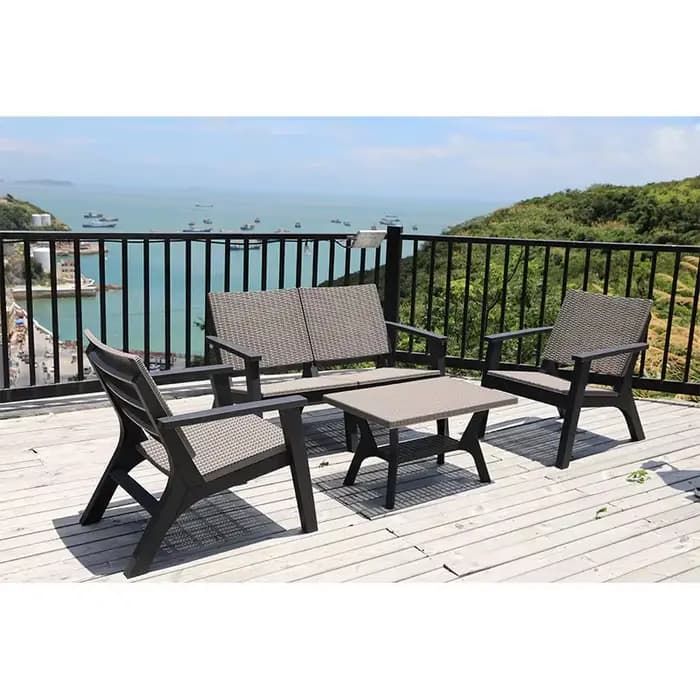 Canapé de jardin étanche, meubles de terrasse d'extérieur, ensemble de canapé en rotin