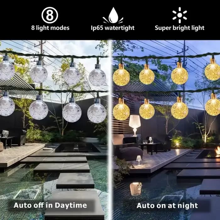5M/6.5M étanche solaire bulle boule lumière chaîne lumières extérieure boule de cristal chaîne lumiè