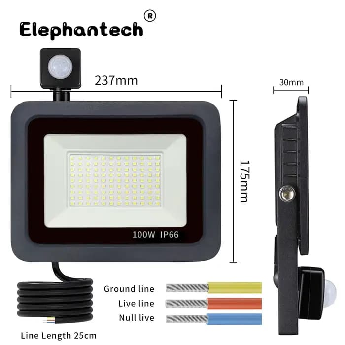 LED PIR détecteur de mouvement LED projecteur extérieur LED projecteur projecteur LED 220V 100W 50W 