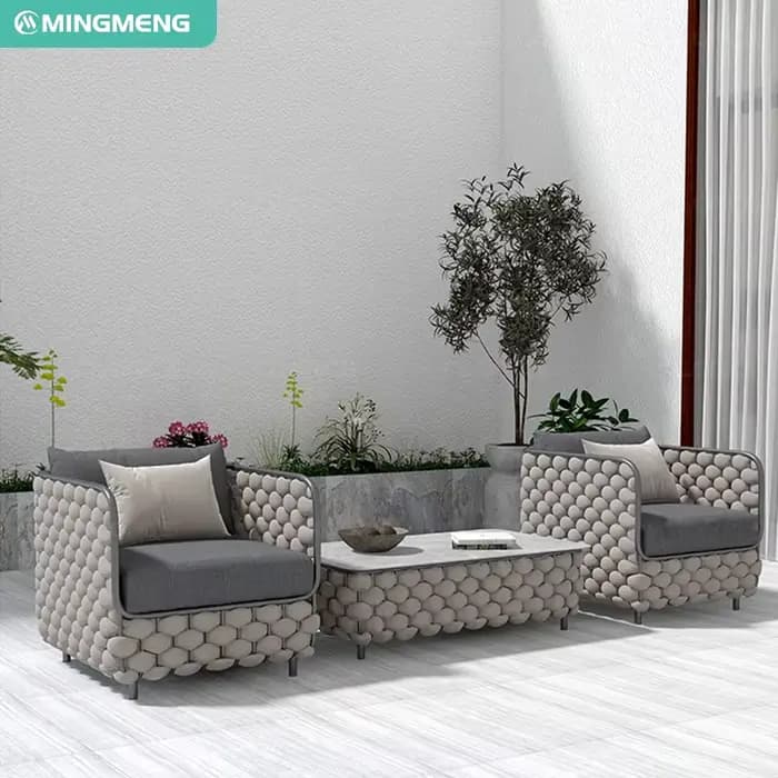 Ensemble de canapé de jardin moderne en rotin et alliage d'aluminium, pour la maison, le bureau ou l