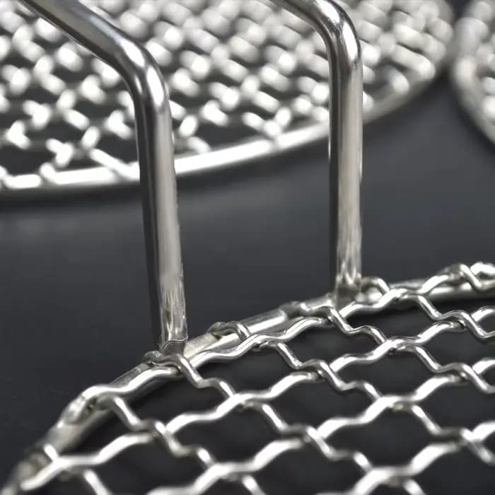 Grille de barbecue ronde en acier inoxydable 304, qualité alimentaire, 16-48cm, grille métallique avec poignée de 10cm