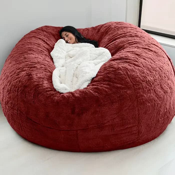 Pas de peluche gris pouf chaise géante