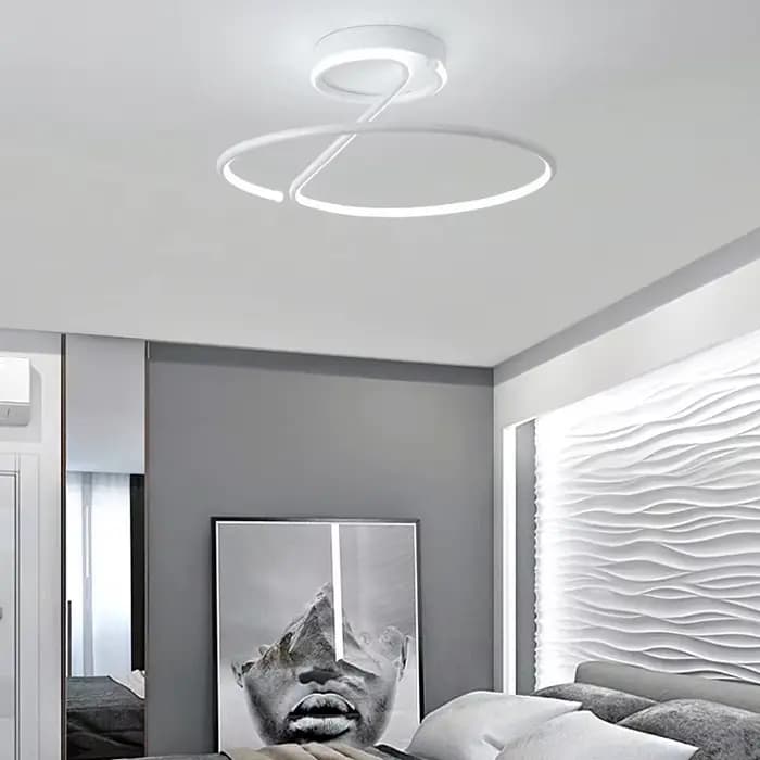 Lampe de salon, lustres LED, éclairage intérieur, luminaire de cuisine, lampes lustres, luminaire blanc chromé, décoration intérieure