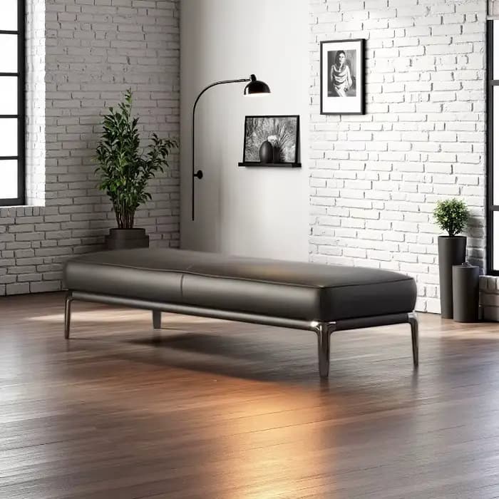 Tabouret de salon d'hôtel en cuir moderne avec repose-pieds en métal