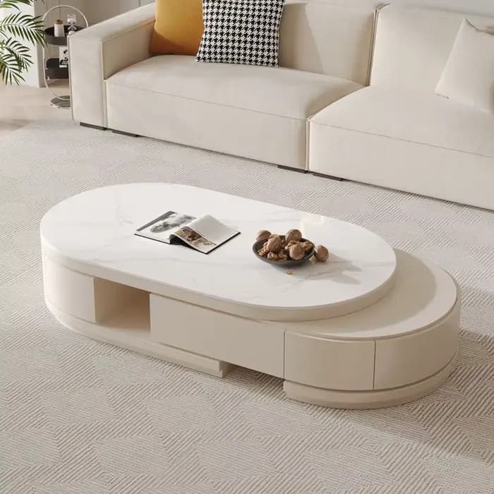 Table basse ovale moderne extensible et réglable