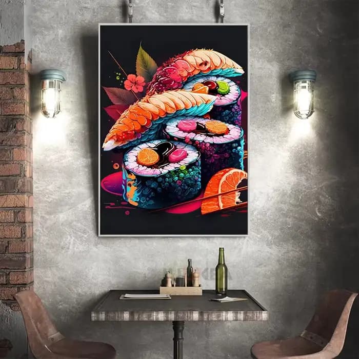 Affiche de sushi du stade du Japon pour la décoration intérieure, impressions pour la cuisine, illustration de nourriture japonaise mignonne, peinture sur toile, art mural esthétique