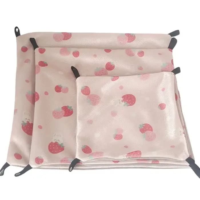 Hamac double face pour cochon d'Inde, respirant en soie glacée, doux pour la peau, 4 crochets, fournitures pour petits animaux