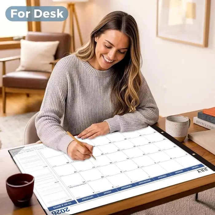 Grand calendrier 2026-2027, agenda quotidien, hebdomadaire, mensuel, planificateur, calendrier de bureau de 18 mois pour la maison, le bureau, la salle de classe, les réunions
