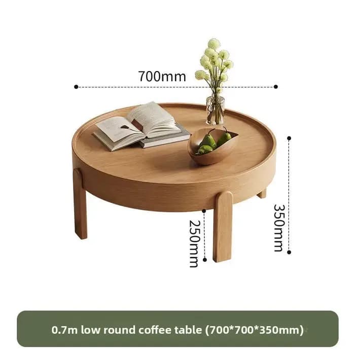 Petite table basse ronde avec plateau de couleur crème