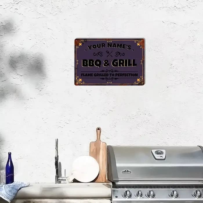 Plaque rétro personnalisée BBQ & Dersl