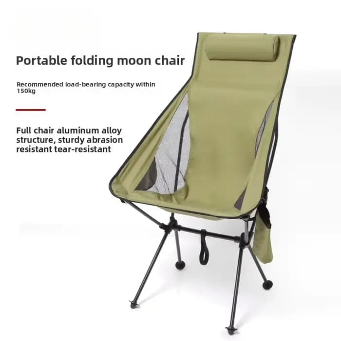 Chaise Moon, chaise pliante inclinable d'extérieur, chaise de pêche, sac porte-gobelet avec coussin, trois couleurs au choix