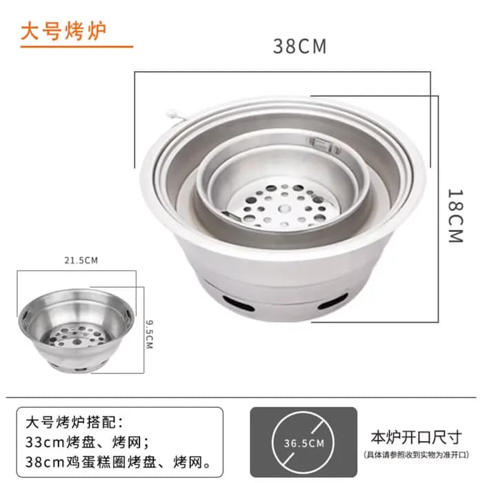 Barbecue Coréen Commercial Rond en Acier Inoxydable avec Échappement de Fumée Vers le Haut et Support de Cuisson