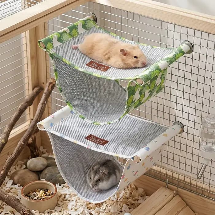 1 hamac pour cochon d'Inde, double couche, en maille respirante, lit rafraîchissant d'été, cachette pour petauh, plateforme de cage, jouet, lits suspendus à bascule