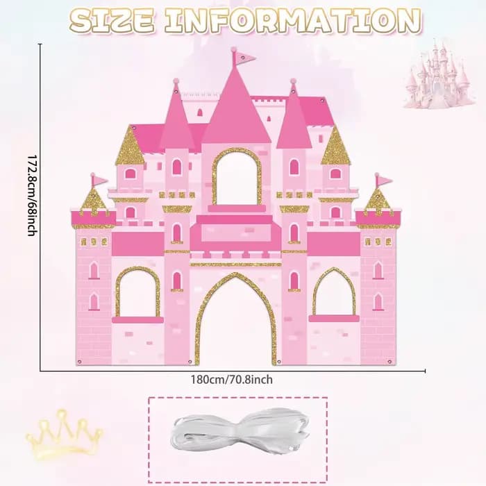 Accessoires de stand Photo de fête de château rose, arrière-plan de photographie de princesse, fournitures de fête d'anniversaire de château Royal rose, décor sur le thème de la princesse