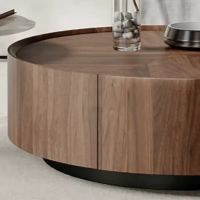 Table basse d'angle en bois avec rangement