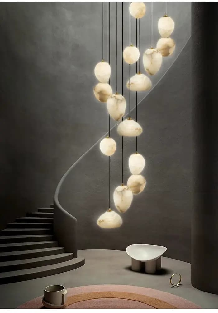 Lustre LED moderne de luxe en marbre irrégulier pour salon, suspension luminaire pour restaurant, chevet, bar, escalier