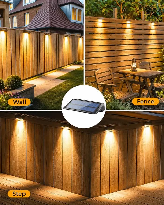 Paquet de 2 appliques murales solaires 4 LED lumières de clôture solaire