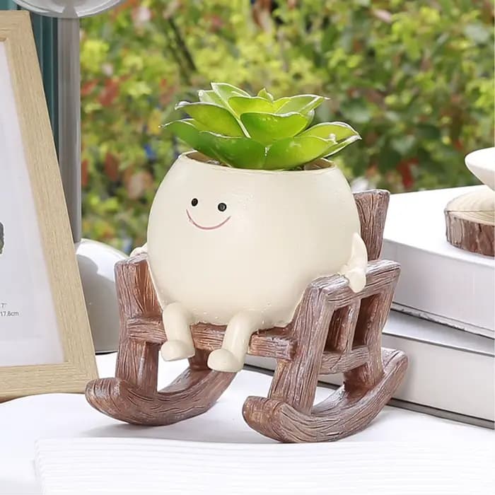 Pot de fleur de chaise à bascule en résine