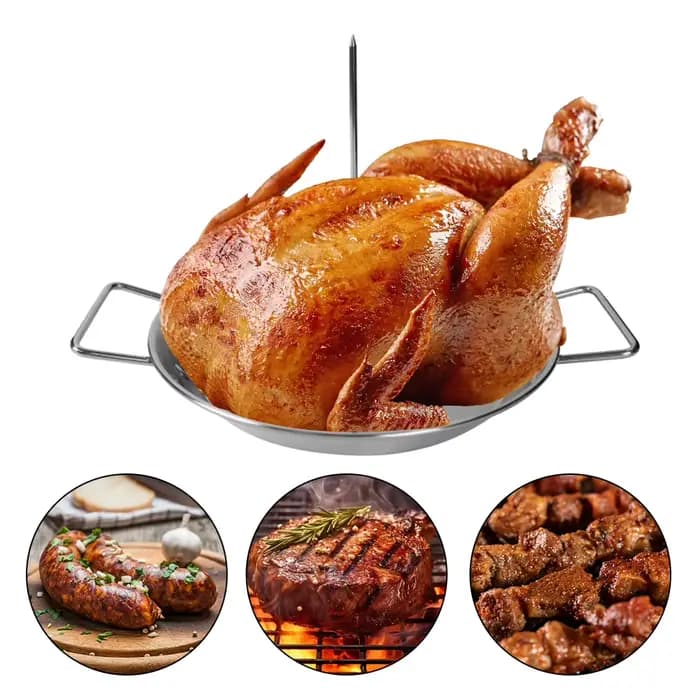 Support de grillade vertical avec brochettes amovibles en acier inoxydable