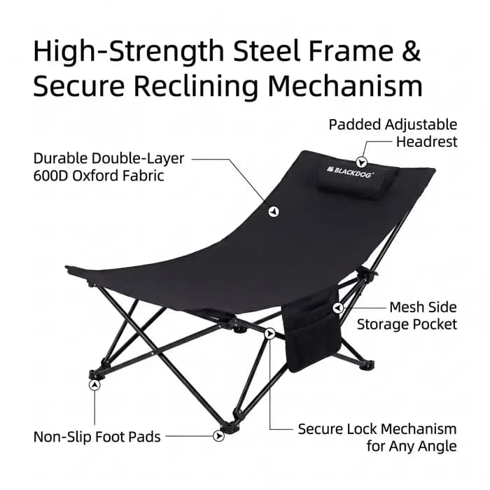Chaise de camping Blackdog avec coussin