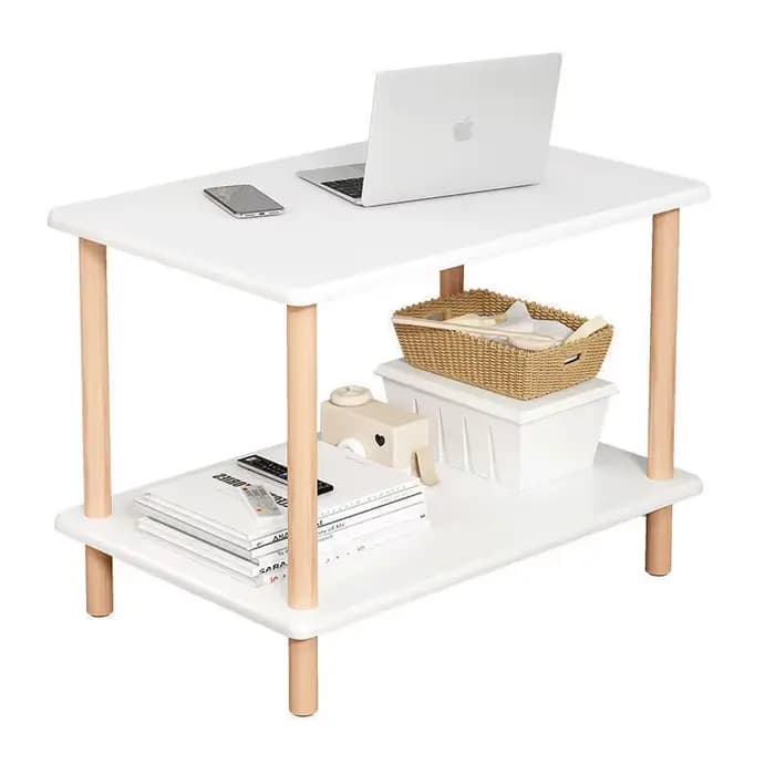 Table d'appoint en bois à 2 niveaux