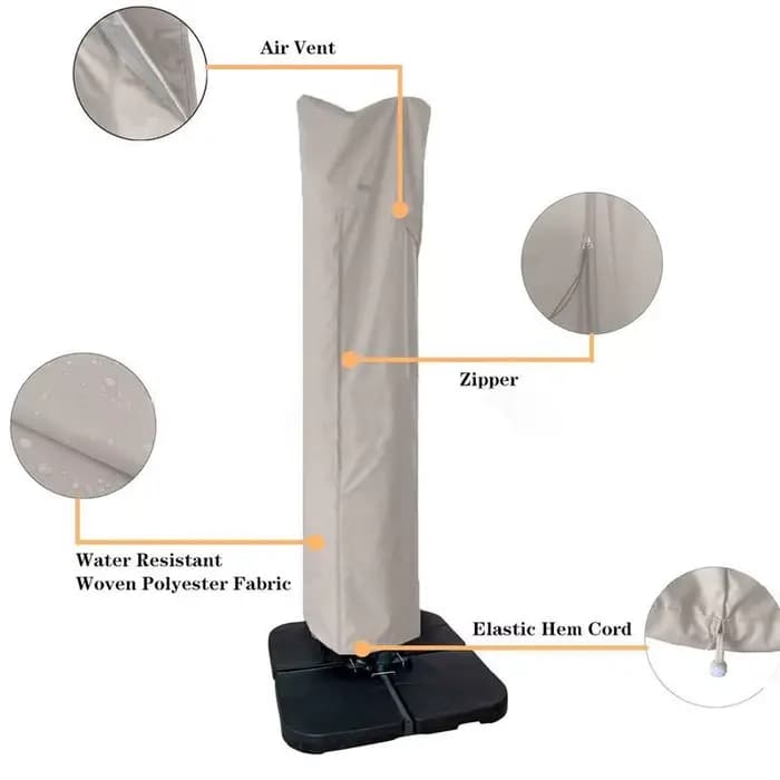 Housse de Parasol imperméable pour Patio, couverture de Parasol de marché avec fermeture éclair pour parapluies décalés en porte-à-faux d'extérieur de 7 à 13 pieds, housse en tissu de pluie