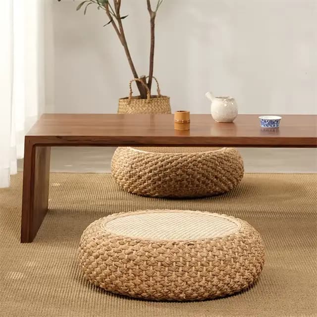 Coussin futon épais en rotin tissé à la main