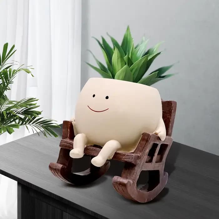 Mini pot de fleur en résine pour chaise à bascule