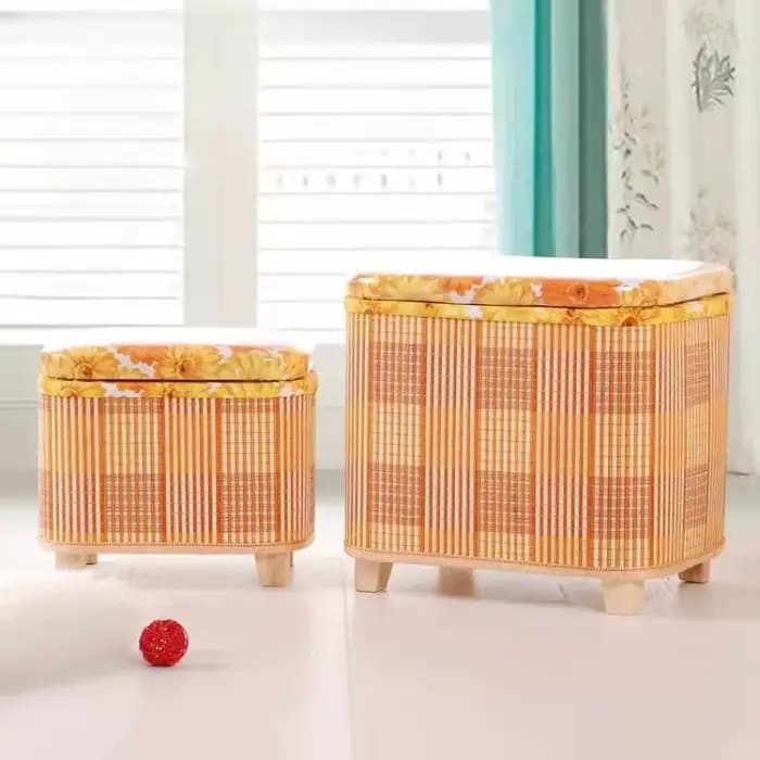 Tabouret de rangement tissé en bambou écologique