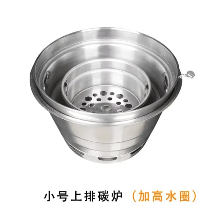 Barbecue Coréen Commercial Rond en Acier Inoxydable avec Échappement de Fumée Vers le Haut et Support de Cuisson