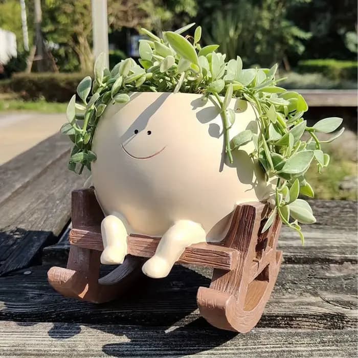 Pot de fleur de chaise à bascule en résine