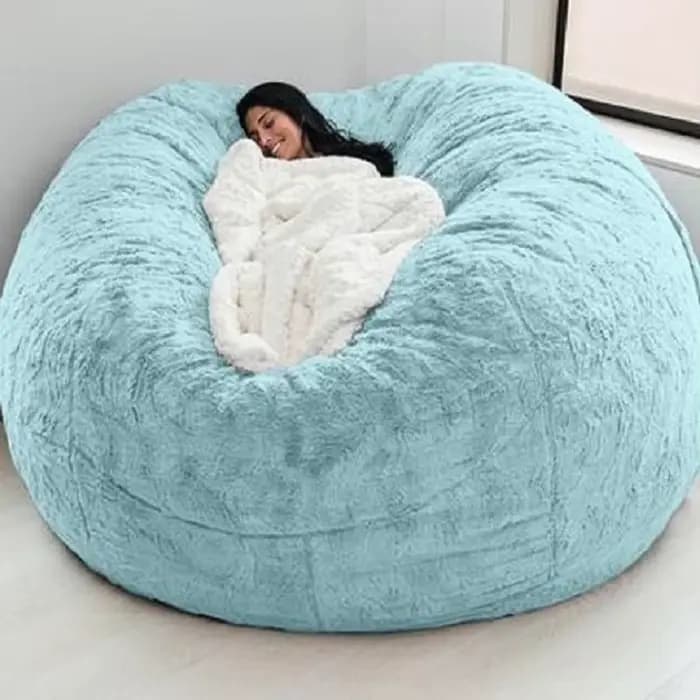 Pas de peluche gris pouf chaise géante