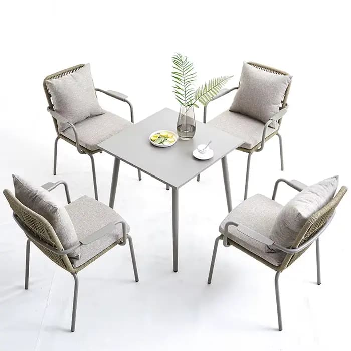 Combinaison table et chaise en aluminium pour jardin extérieur