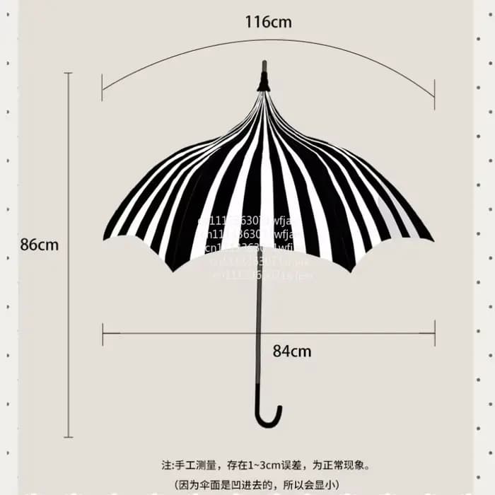 Parapluie pagode octogonal à rayures gothiques