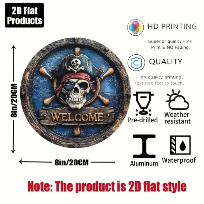 Panneau métallique pirate sur le thème nautique