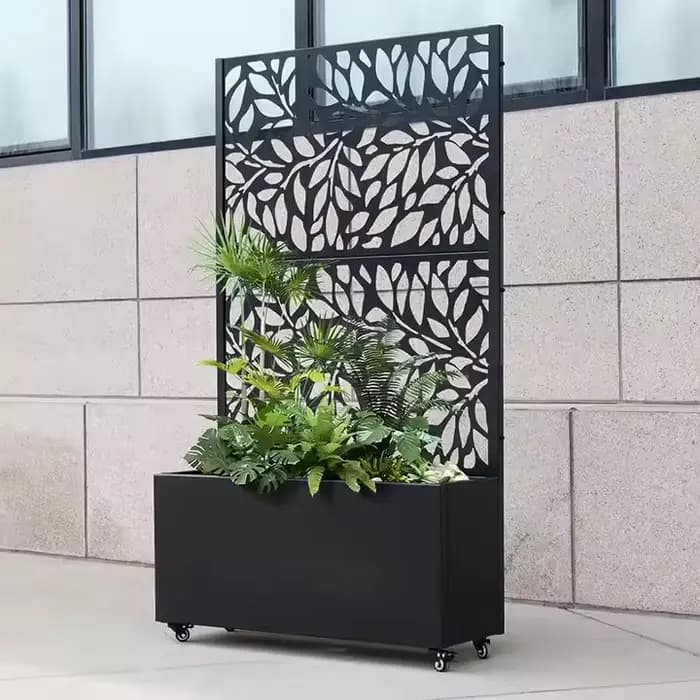 Boîte de jardinière en aluminium avec clôture