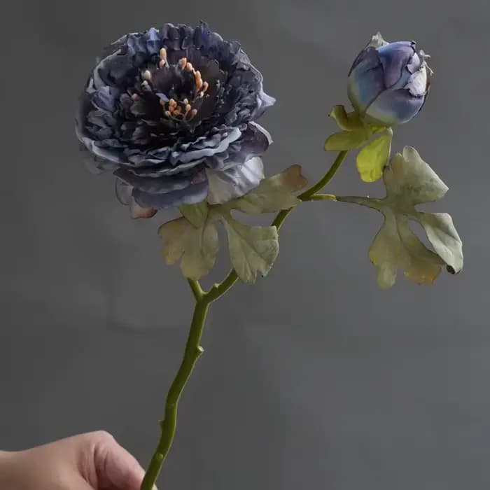 1PC pivoine rétro fleur artificielle luxe pivoine peinture à l'huile vent salon maison ornement décoration fleur
