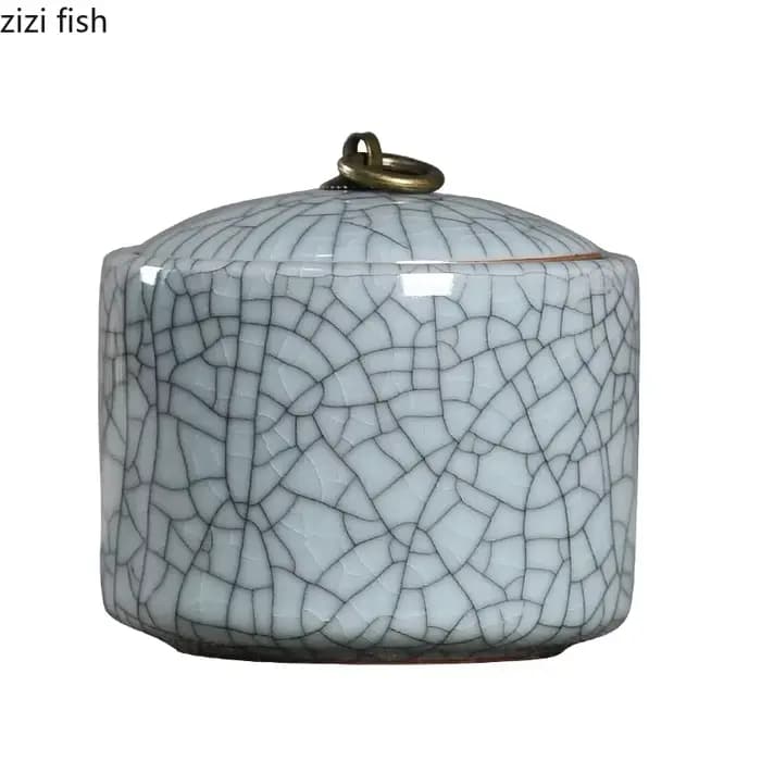 Nouvelle boîte à thé créative en céramique craquelée avec couvercle, boîte scellée en porcelaine, boîte à bonbons portable, décoration de bureau, décoration d'intérieur
