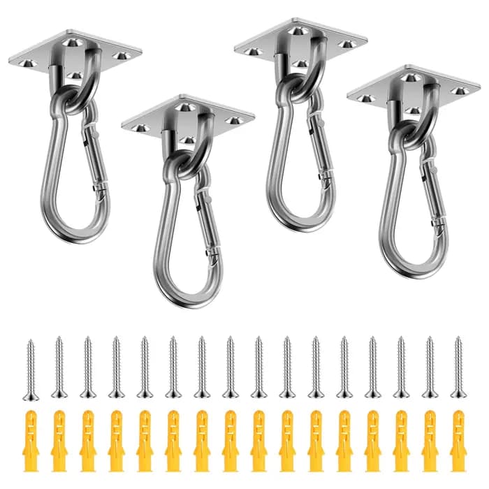 Crochet de suspension pour hamac M6 en acier inoxydable avec vis, crochet de plafond robuste, Kit de suspension antirouille pour intérieur et extérieur