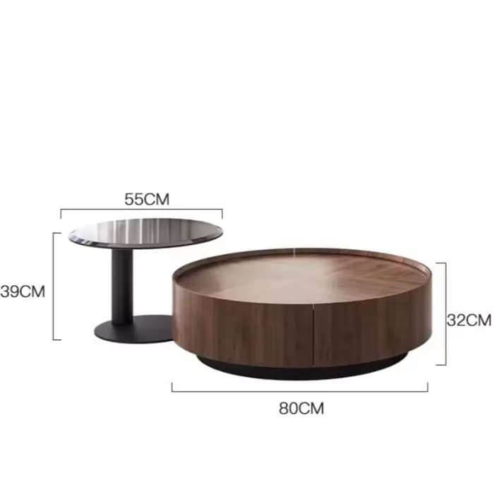 Table basse d'angle en bois avec rangement