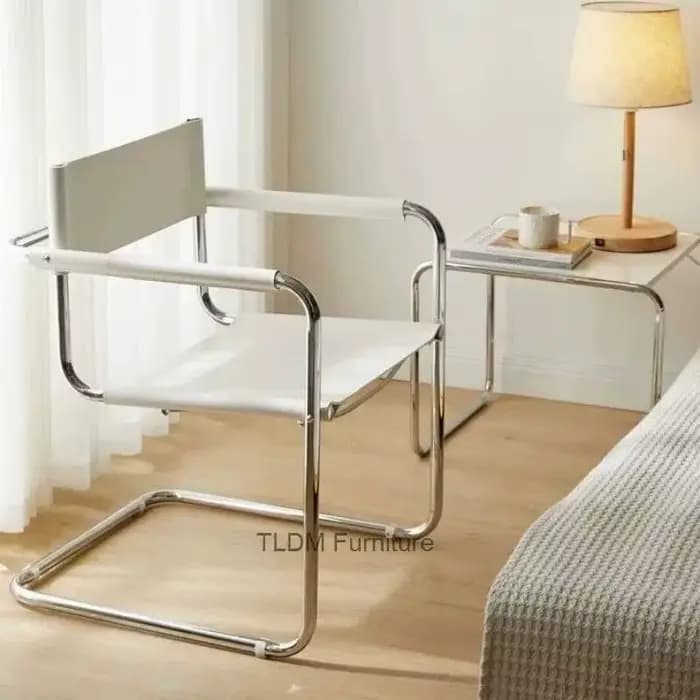 Fauteuil en cuir de Style industriel avec cadre en acier inoxydable