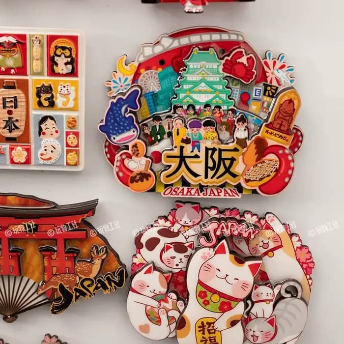 Aimant de réfrigérateur Souvenir de voyage japonais, Attraction touristique de ville, décoration de maison, autocollants en résine de tilleul, cadeaux créatifs du japon