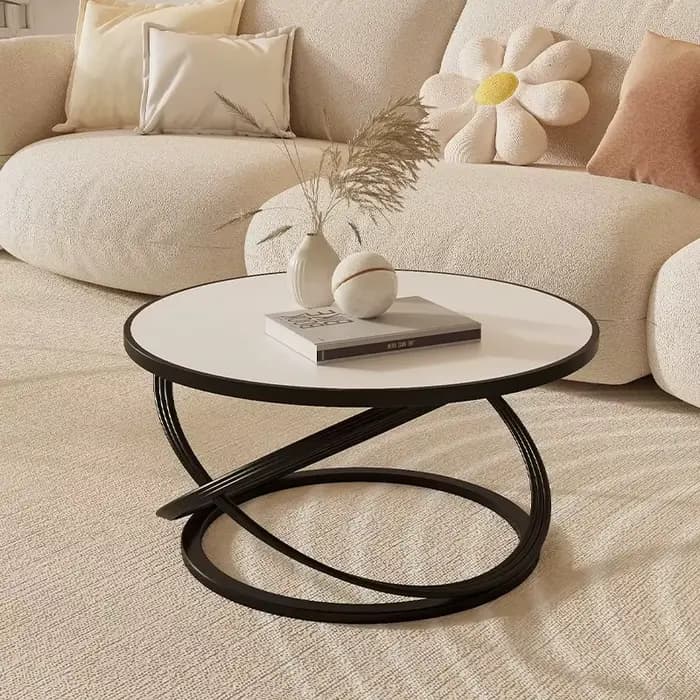 Salon de luxe Table basse Design moderne Premium Glam Tables basses blanc rond Muebles Para El Hogar décoration de la maison