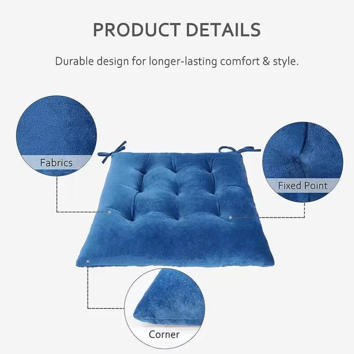 Grand coussin de chaise carré avec attaches