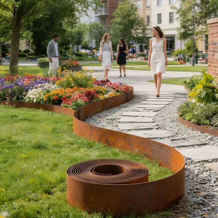 Bordure de jardin protectrice en acier découpable et résistante aux intempéries pour pelouse